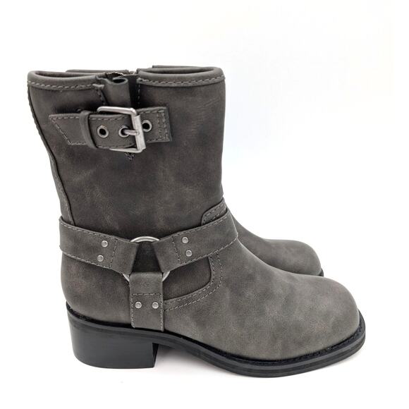 Open Edit Rylan Zip Moto Bootie Women's Square Toe Grey Volcano Size US7M EU38 - Picture 4 of 11
